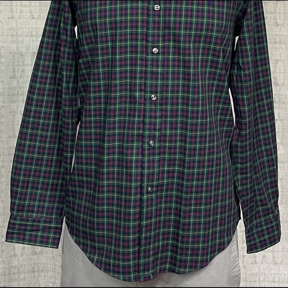 POLO RALPH LAUREN Mens Green Blue Plaid Twill Button Down Shirt Small Brand New - Picture 2 of 5